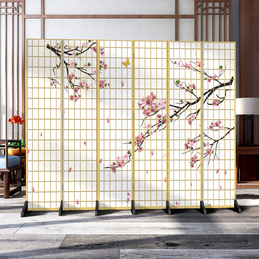日本式の格子の壁の客間の寝室の現代的なシンプルなファッションの折り畳み式の両面の事務のキャスターの背景の装飾