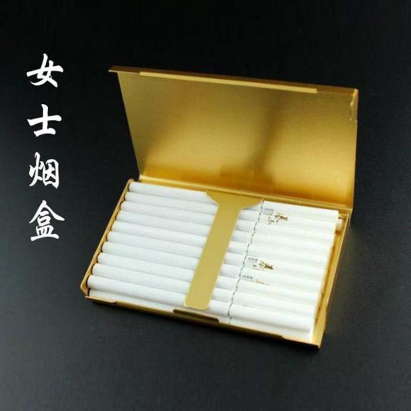 Ultra-thin Metal Aluminum Alloy Women's Fine Cigarette Case 20 Pack Side Opening Portable Cigarette Case Logo Pattern Ultra-thin Metal Aluminum Alloy Women's Fine Cigarette Case 20 Pack Side Opening Portable Cigarette Case Logo Pattern