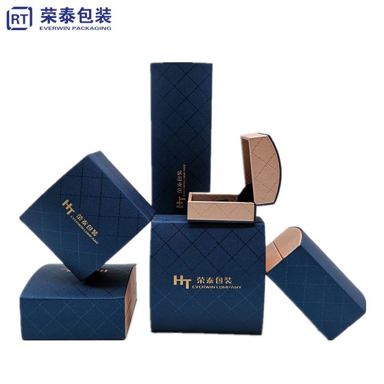 供应双色卡纸首饰盒 幅面烫金翻盖戒指包装盒 耳钉吊坠手链礼品盒