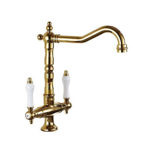 Haimins European Golden Kitchen Faucet 360° Swivel Sink Basin Cold and Hot Water Faucet 9088