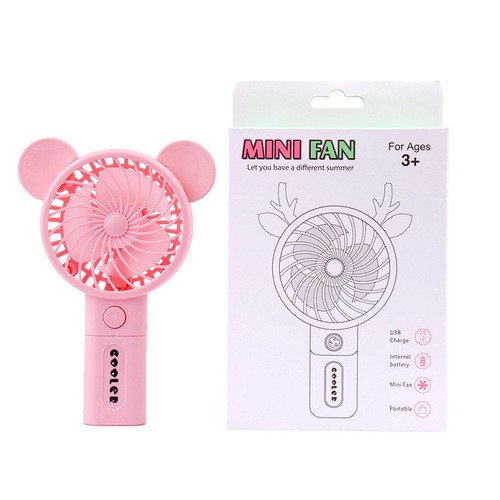 Push-to-operate cartoon hand-crank charging fan, hand-pressed fan, mini fan, handheld small gift, wholesale for students