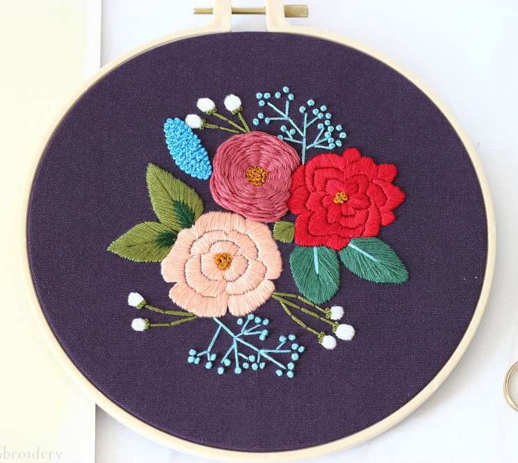 Cruz-frontera directa jardín bordado hecho a mano DIY tela principiante europeo bordado flores y plantas material paquete kit costura