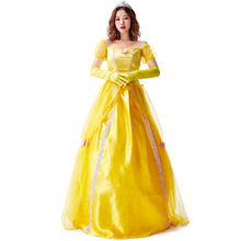 黄色贝儿成人公主连衣裙动漫角色扮演服一件代发出口日本万圣节服
