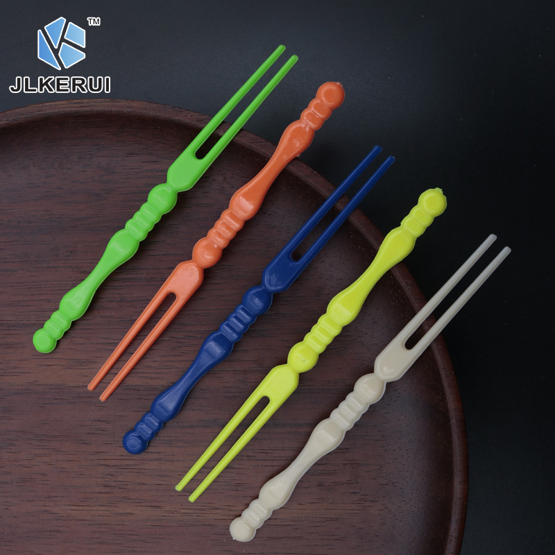 Tenedor de bambú engrosado Tenedor de plástico desechable Tenedor de fruta multicolor discoteca KTV Tenedor de fruta de bambú de plástico