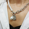 Accessory, retro metal necklace from pearl, European style