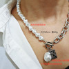 Accessory, retro metal necklace from pearl, European style