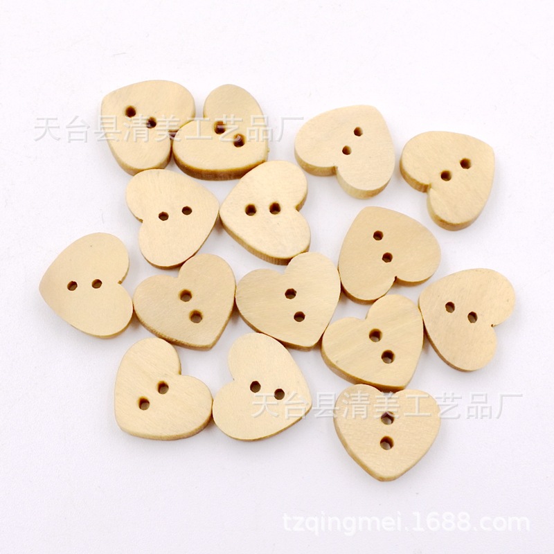 100 botones de madera en forma de corazón/bolsa de diámetro aproximadamente 1,8 cm en forma de corazón de impresión de madera maciza