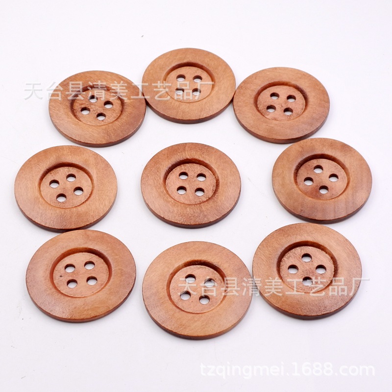 50mm de cuatro ojos borde fino/ancho borde botón de la capa decorativa de madera botón de la capa 10 piezas de un paquete