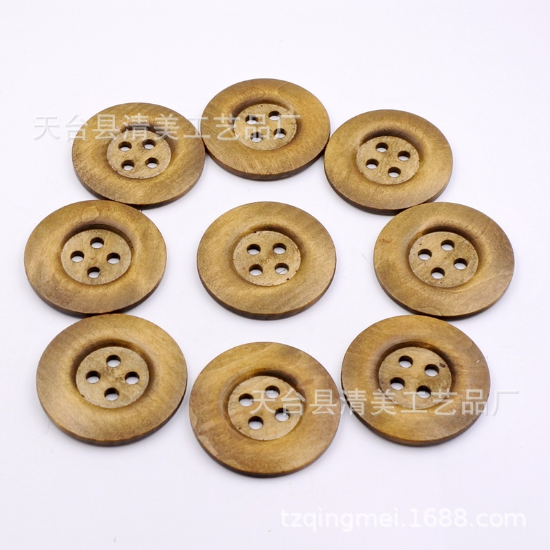 50mm de cuatro ojos borde fino/ancho borde botón de la capa decorativa de madera botón de la capa 10 piezas de un paquete