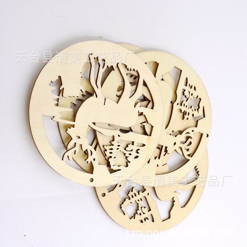 Ronda Navidad ELK astillas de madera DIY decorativo ronda alcele astillas de madera 10 unidades un paquete