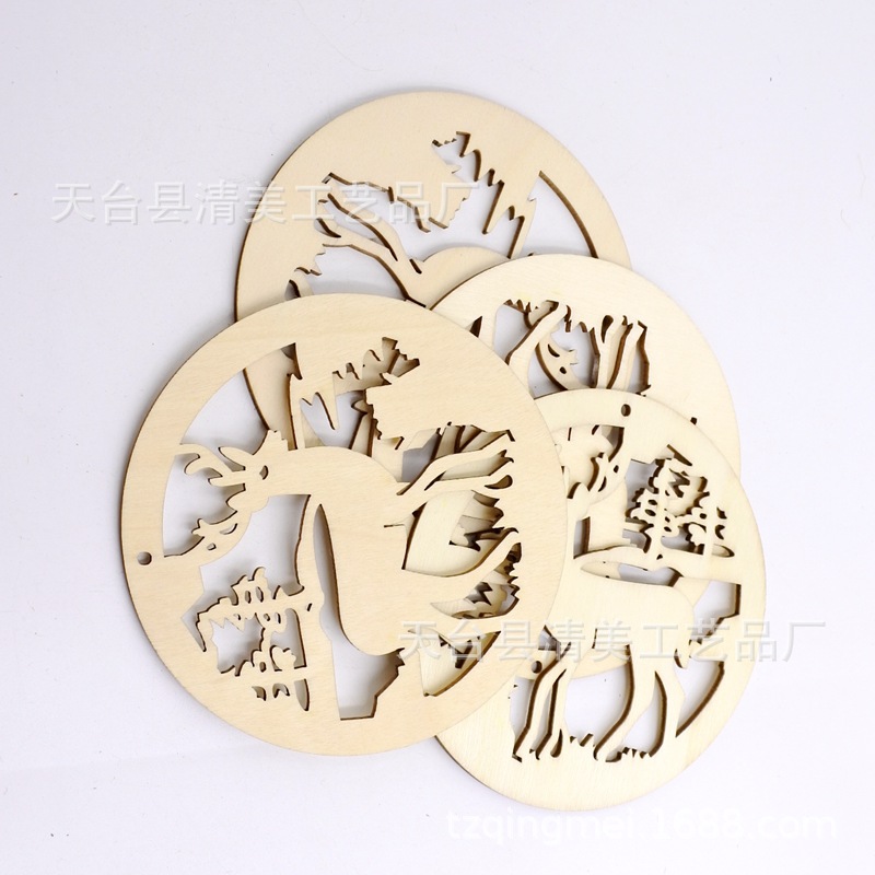 Ronda Navidad ELK astillas de madera DIY decorativo ronda alcele astillas de madera 10 unidades un paquete