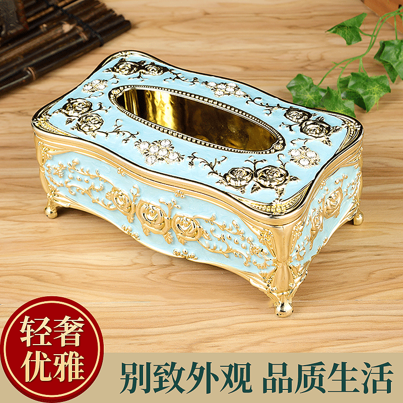Caja de pañuelos de estilo europeo sala de estar creativa caja de pañuelos de hogar de lujo KTV mesa de café caja de pañuelos simple
