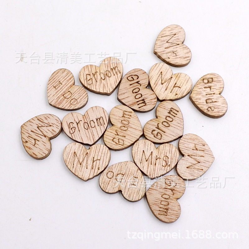 6 tipos de letras de grano de madera mezcladas con botones decorativos de madera de bricolaje 500 pc/bolsa