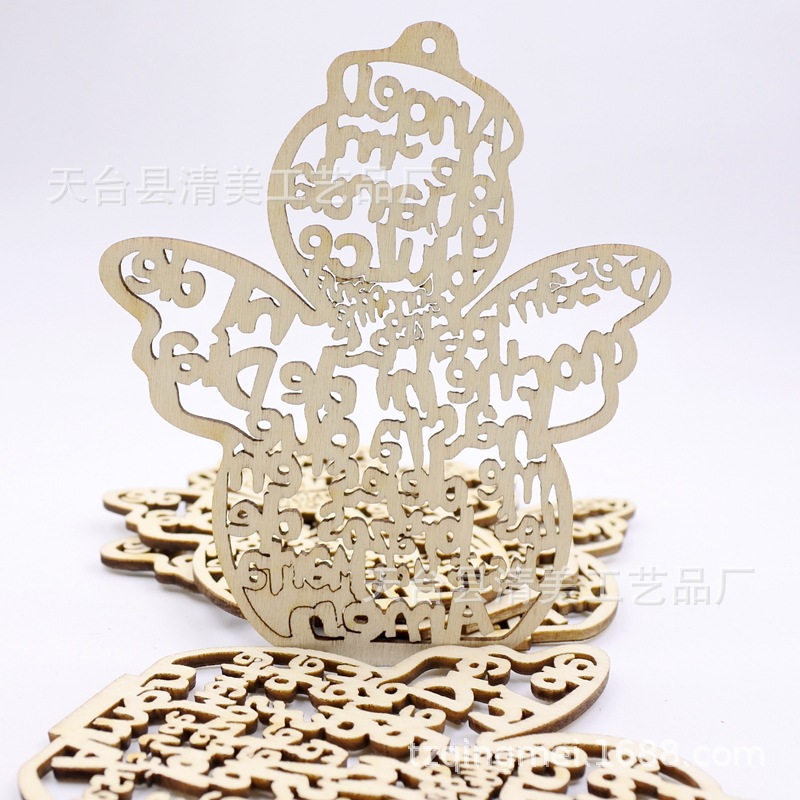 Muñeca hueca de madera de 102mm, colgante de amor, regalo, ángel bautismal, decoración, souvenirs de madera, 12 piezas en un paquete