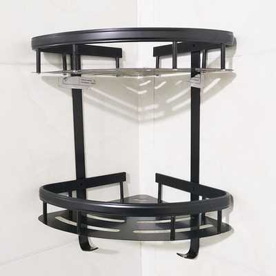 direct deal Space aluminum black Corner double-deck Shelf Shower Room TOILET Hooks Clapboard frame