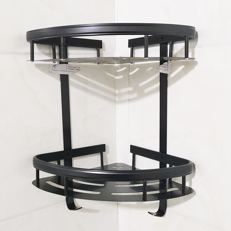 direct deal Space aluminum black Corner double-deck Shelf Shower Room TOILET Hooks Clapboard frame