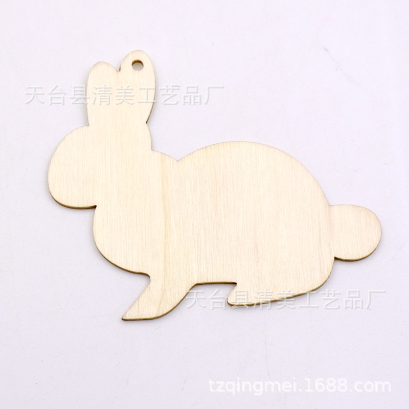 DIY conejito pieza de madera dibujos animados lindo conejito forma decoración pieza de madera 20 piezas en un paquete