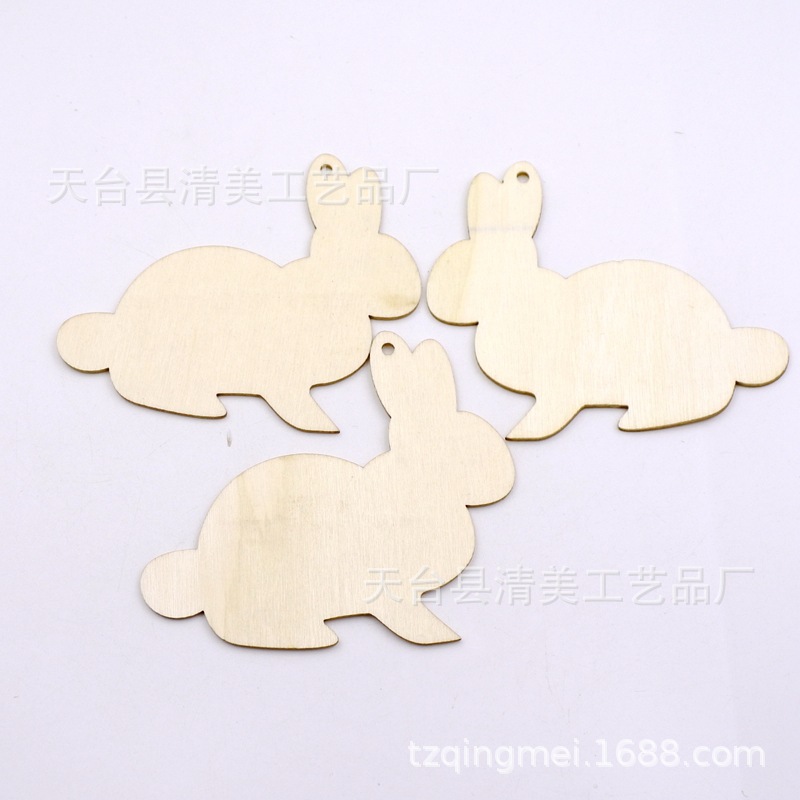 DIY conejito pieza de madera dibujos animados lindo conejito forma decoración pieza de madera 20 piezas en un paquete