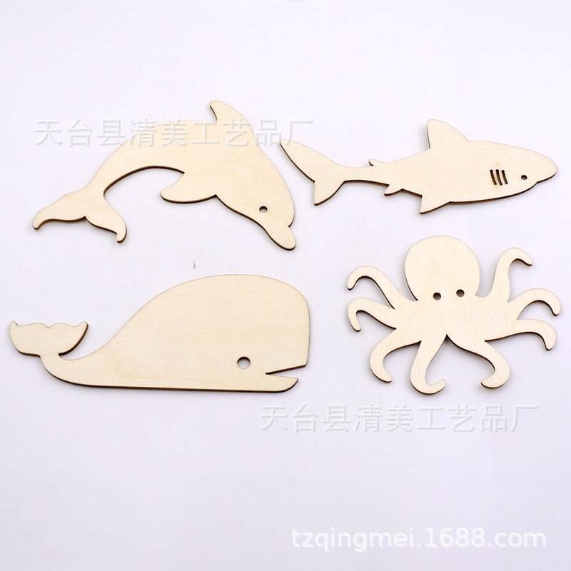 4 piezas de botones de madera de animales submarinos 24 piezas de madera decorativas de dibujos animados marinos