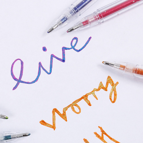 New Simple Glitter Gel Pen Color Gel Pen Shiny Metallic Multi-Color Highlighter Pen Student Marker Set