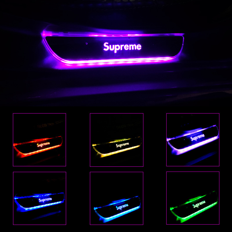 Pedal de bienvenida de la puerta del coche con luz tira de alféizar de la puerta sin cableado del faro del coche modificación interior del coche LED streamer Luz de respiración image 6