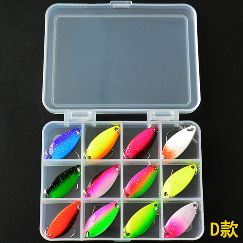 Wholesale A type 12 grid box horse mouth sequin set feather horse mouth color sequin combination lure bait fishing gear