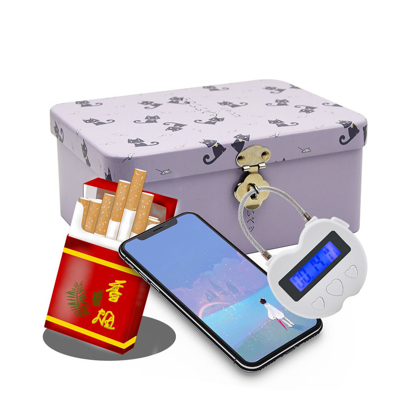 Blanco y negro de dos colores de carga USB anti-adicción doble corazón candado de Cuenta regresiva juego de sincronización inteligente cerradura electrónica