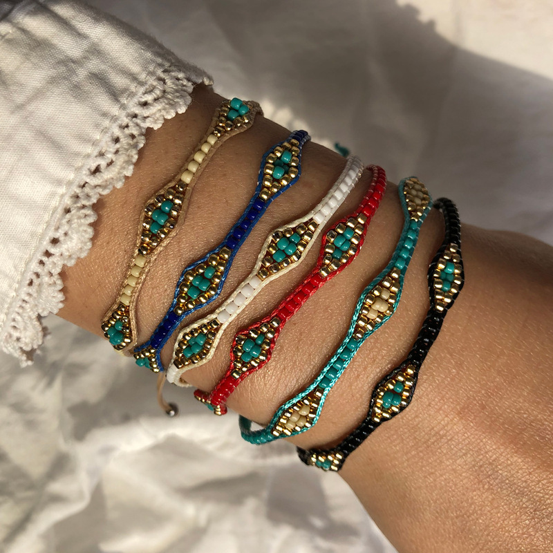 Bohemian Style Friendship Bracelet Handmade Woven Rope Colorful Beaded Beaded Bracelet Retro Cross-border exotic jewelry