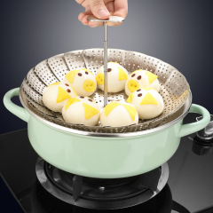 Stainless steel expandable steaming rack, multi-functional foldable steamer tray, household water-sealed steaming plate, round steaming tray, steamer