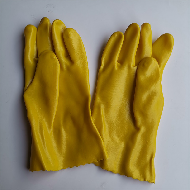 黄色浸塑手套 耐油酸碱 浸塑防护 防水防污PVC手套