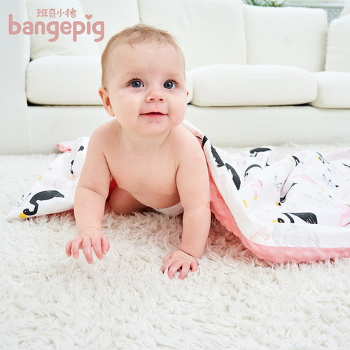 Beanie blanket cotton cartoon baby blanket children's comfort beanie blanket stroller blanket baby blanket