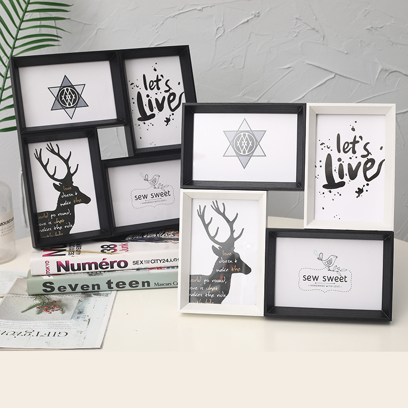 American 6inch Four-Grids Photo Frame Table Hanging Wall Dual-Use Combination Four-Grids One-Piece Art Photo Frame Photo Wall American 6inch Four-Grids Photo Frame Table Hanging Wall Dual-Use Combination Four-Grids One-Piece Art Photo Frame Photo Wall