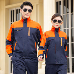 工作服套裝男滌棉電焊長袖汽修服裝修耐磨洗車工廠勞保服上衣