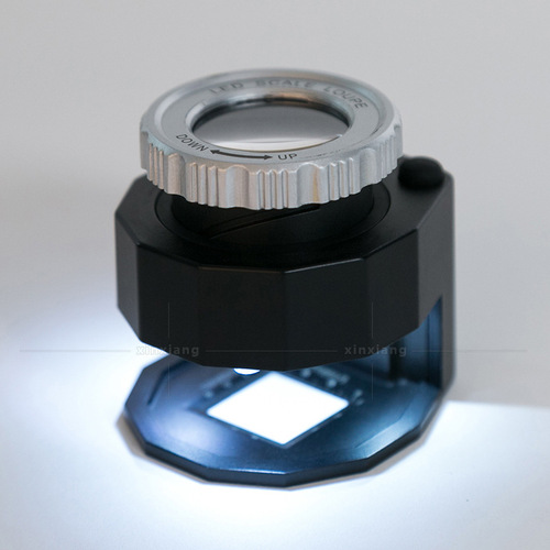 30x all-metal scale LED banknote inspection lamp magnifying glass optical glass simple diamond jade antique pigeon eye