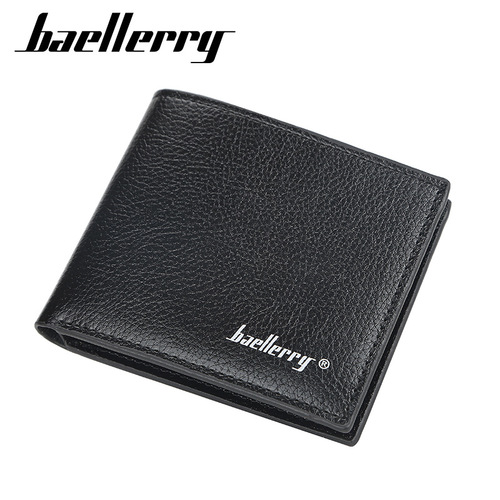 Men's short wallet baellerry Korean style pebbled open wallet simple thin soft leather wallet