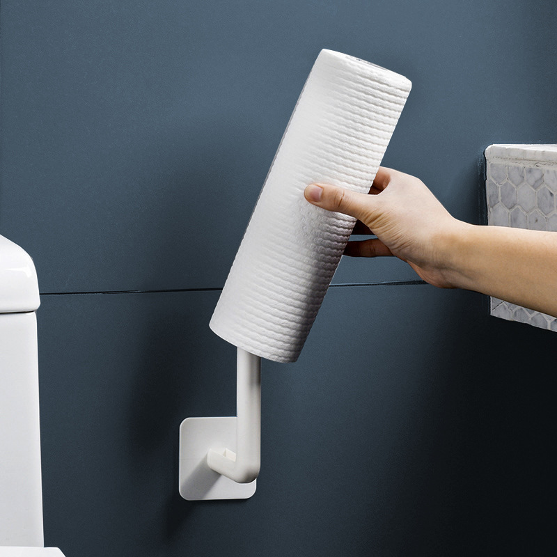 Storage Finishing Rack Wall-mounted Storage Rack Kitchen Toilet Punch-free Scroll Plastic Preservation Film Paper Towel Hanger Paper Rack