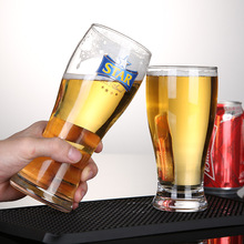 收腰透明玻璃啤酒杯大号扎啤杯小号啤酒杯子果汁啤酒杯LOGO