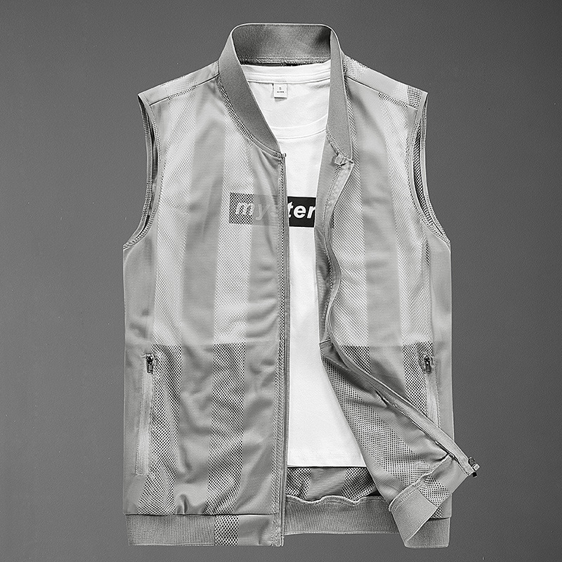 Vest for Middle-Aged and Elderly Men in Summer Thin Casual Stand-Up Collar Vest Breathable Skin Vest Multi-Flap Pocket Pants Fishing Vest Trendy Vest for Middle-Aged and Elderly Men in Summer Thin Casual Stand-Up Collar Vest Breathable Skin Vest Multi-Flap Pocket Pants Fishing Vest Trendy