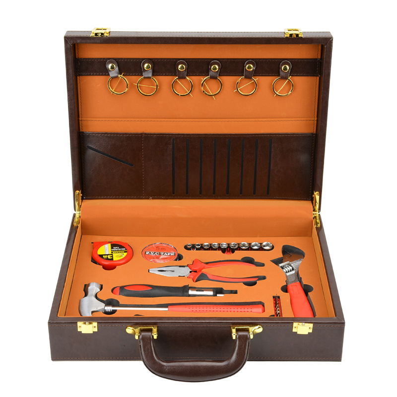 批发皮箱款家用五金工具套装房产物业高档礼品手动组合工具箱