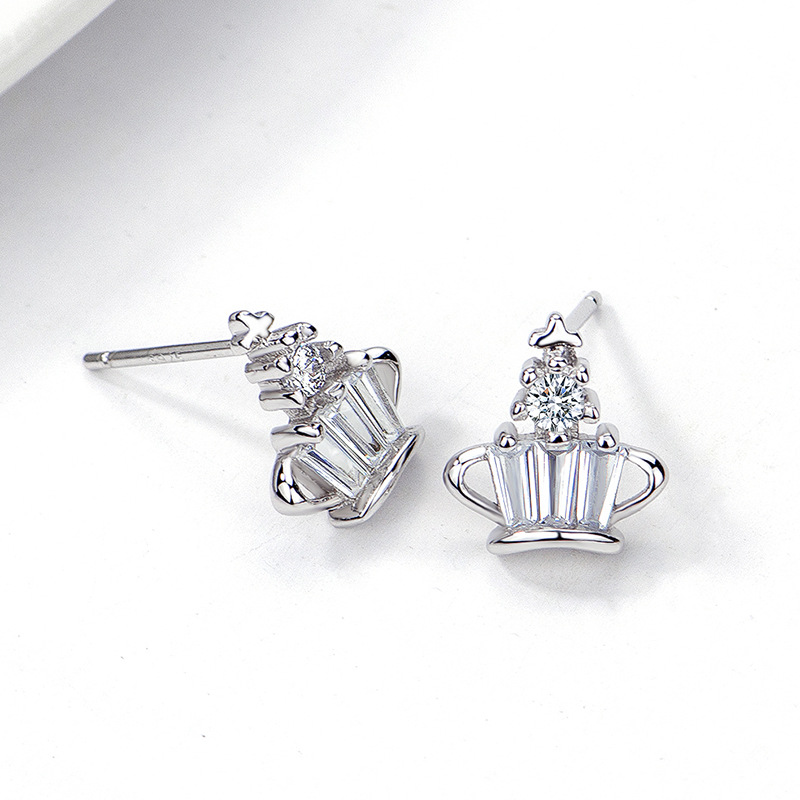 S925 pendientes de plata esterlina pendientes de la Corona pendientes con incrustaciones de circón pendientes de diseño europeo y americano joyería de moda pendientes de estilo coreano