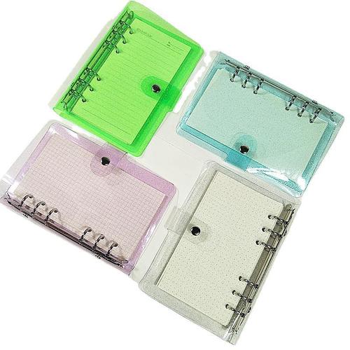 Multi-color glitter transparent PVC loose-leaf shell, literary and fresh A5A6A7 six-hole loose-leaf book, travel notebook
