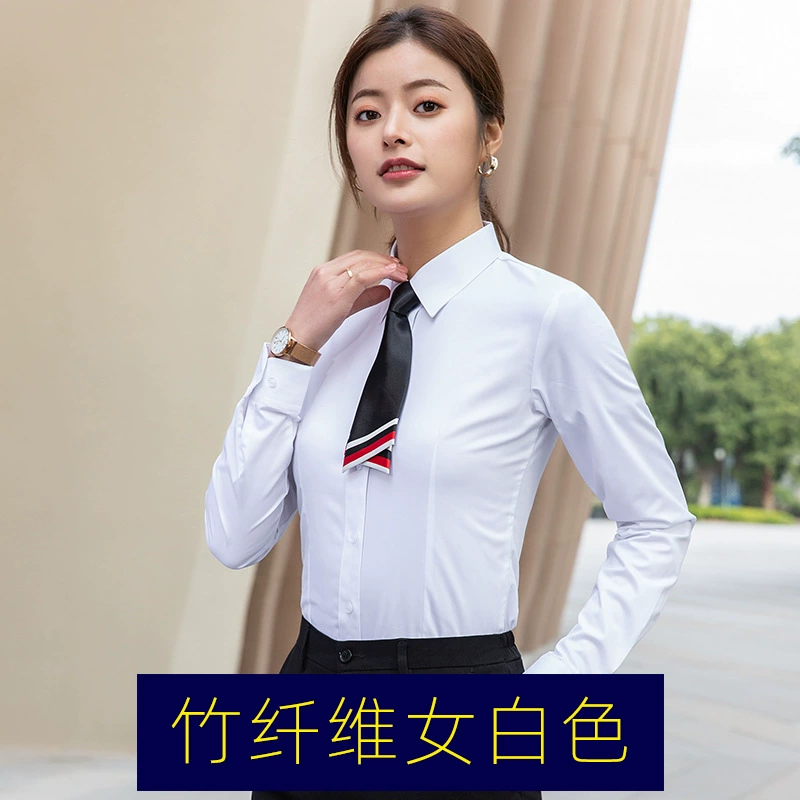 Elastic blue black shirt, white long-sleeve for work