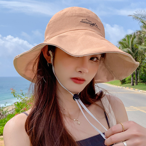 Small Daisies Fisherman Hat Spring and Autumn Double-Sided Big Brim Sunscreen Sunshade Cap Women's Korean Version Summer Face Covering Sun Hats 