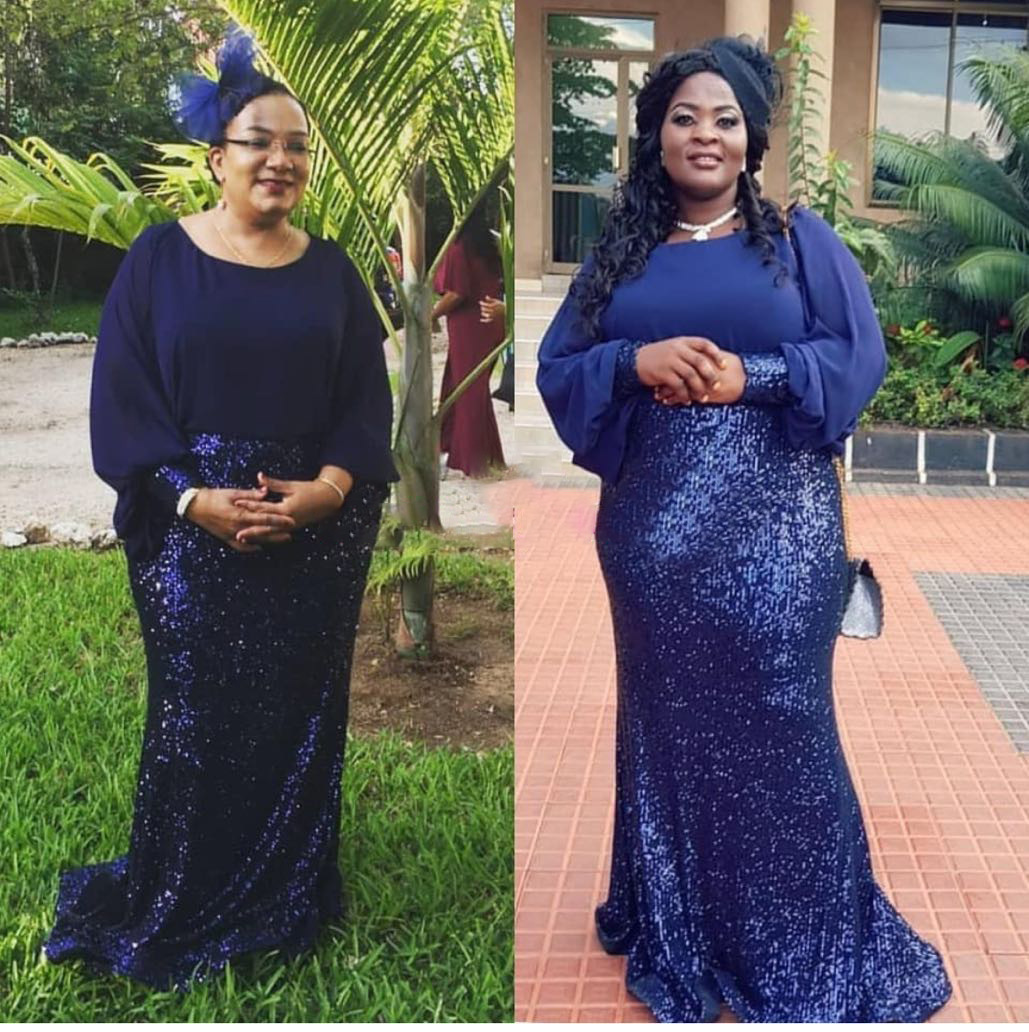2022 Cross-Border Supply Aliexpress African Plus Size Women's Sequin Chiffon Christmas Party Evening Dress Dress