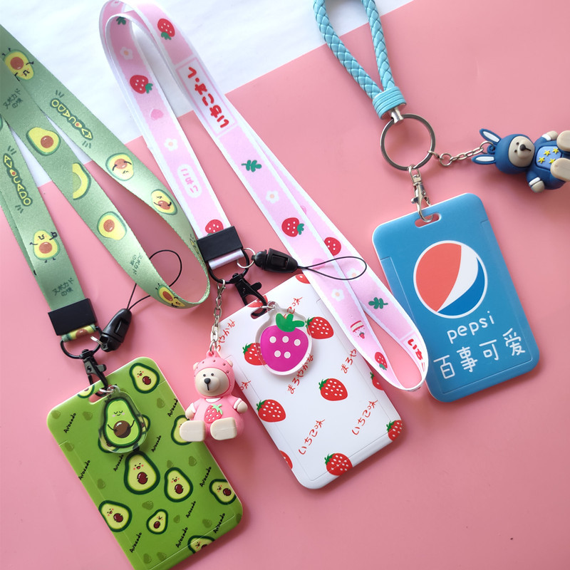 Coreano creativo fruta aguacate fresa titular de la tarjeta personalizado de dibujos animados bus lugar titular de la tarjeta de equipaje etiqueta estudiante comida tarjeta