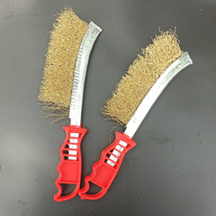 Copper-coated steel wire brush with plastic handle, non-slip wire wheel polishing abrasive steel wire rust removal tool brush