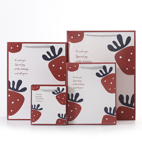 Strawberry gift bag jewelry store hand bag paper bag clothing shopping bag birthday return gift companion gift packaging bag