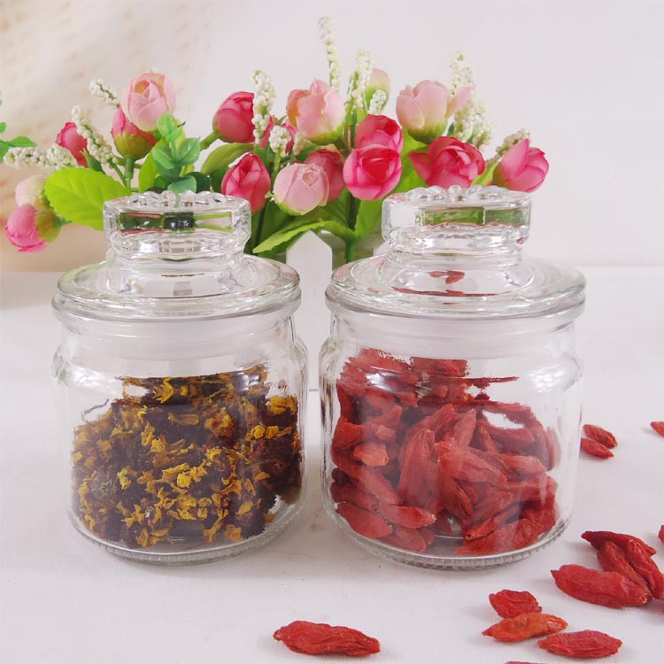 厂家直销新款150ml圆形密封玻璃罐枸杞花草茶罐糖果玻璃瓶批发
