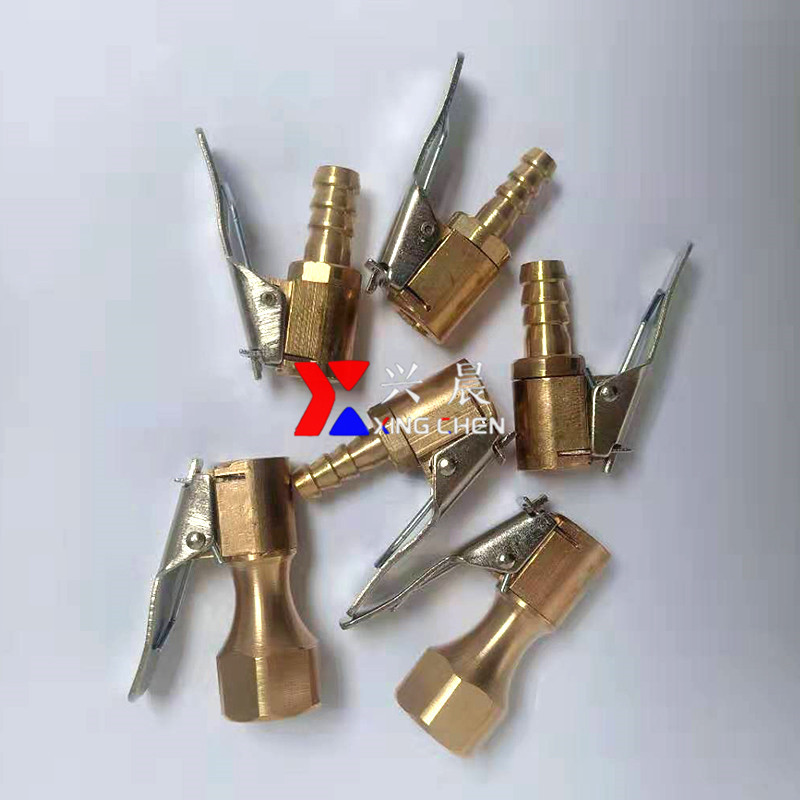 汽车充气胎压枪接头铜夹子打气嘴葫芦充气夹头 自锁转换充气管