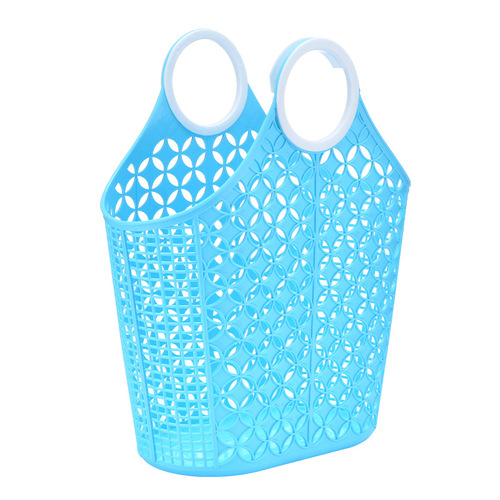 Large Handheld Shopping Basket Shower Basket Woven Plastic Bathroom Storage Basket Snack Basket